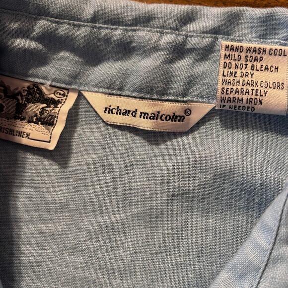 Richard Malcolm Women’s Large Top Irish Linen Blouse Sleeveless Tank Collared - Picture 5 of 7